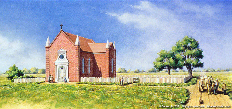 Historic St. 

Mary's Chapel, St. Mary's City, MD Suite of 2. L.H.Barker (c) 1997