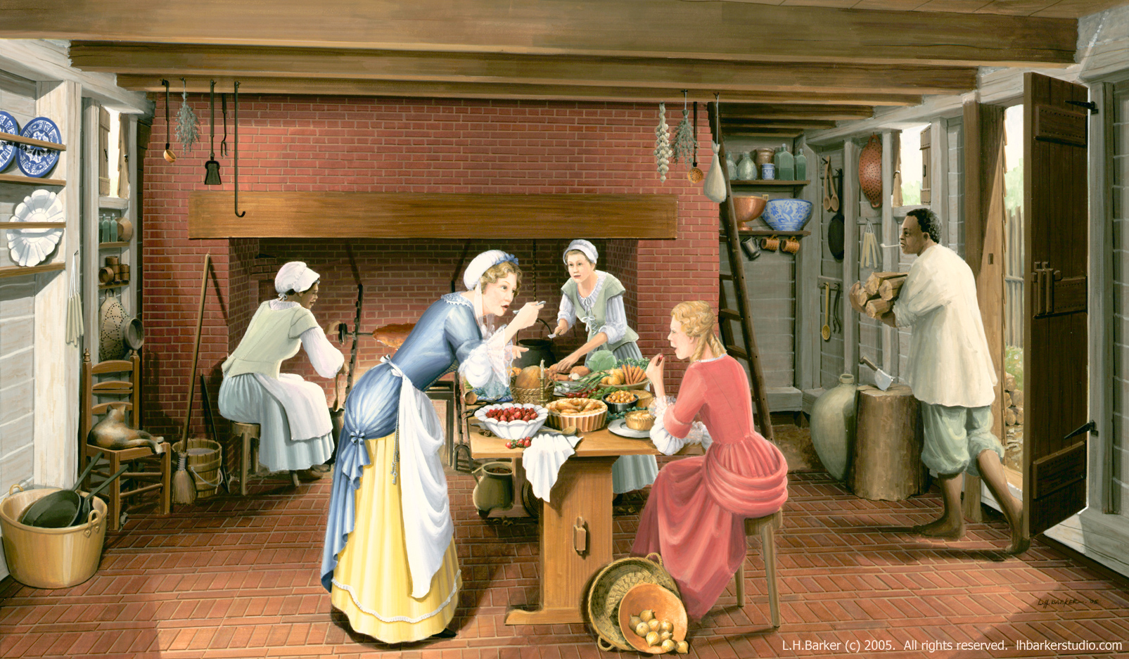 1600's kitchen illustration by L.H.Barker