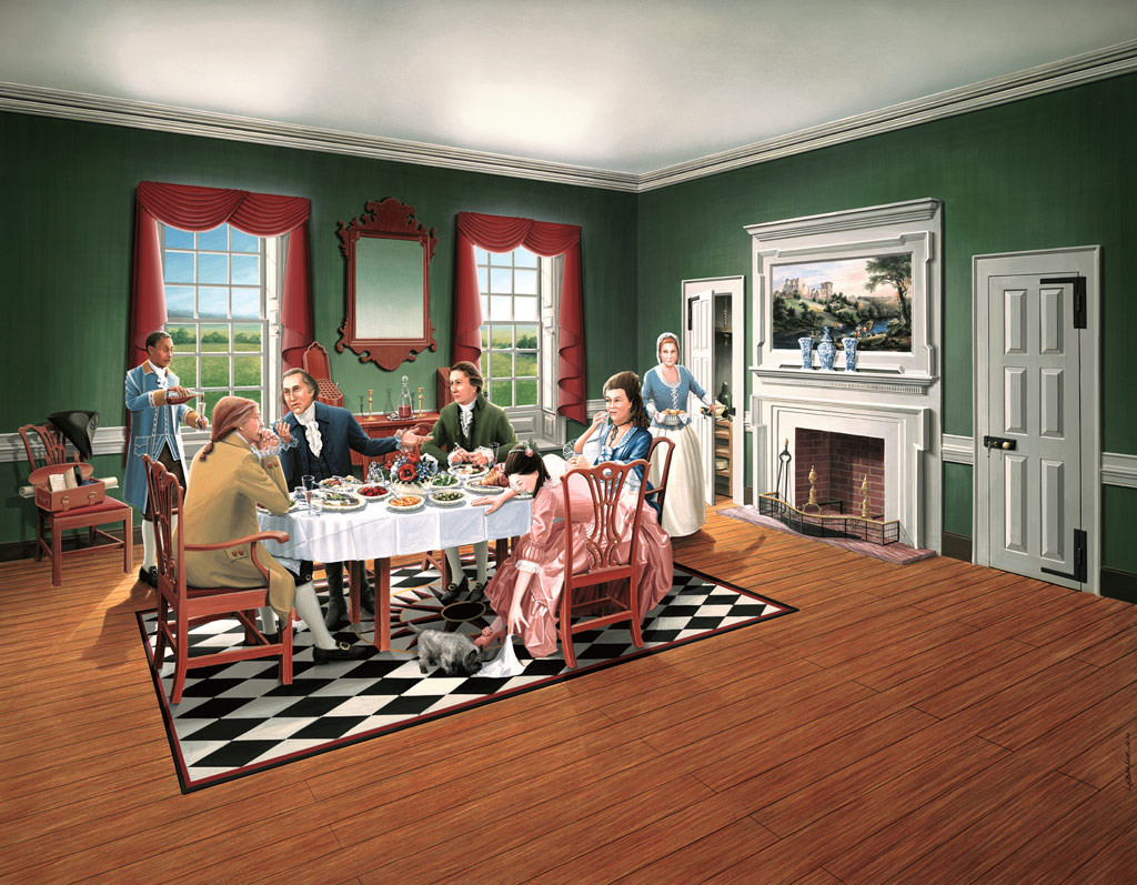 Magruder Dining Room May 9, 

1787, Bladensburg Paintings, suite of 3, L.H.Barker (c) 2010. All rights reserved.