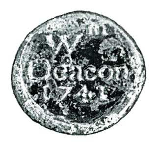 Glass bottle seal of Wijlliam Deason dated 1741.