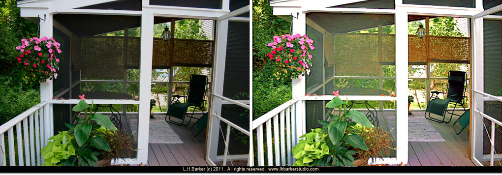 before and corrected/after Cape view,  deck screened room