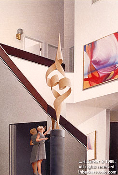 Sculpture proposal on acetate, Louis Newman Galleries, Beverly 

Hills, CA.
L.H.Barker (c) 1985. All rights reserved.
